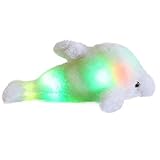 Wewill Creative Colorful LED Light Stuffed Animal Toy Glowing Dolphin Plush Toys 18-Inch (White)