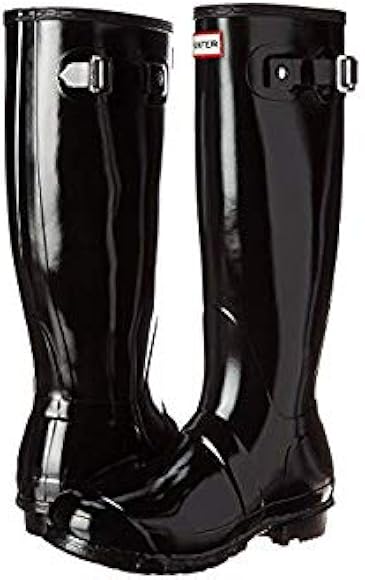 hunter original tall gloss rain boots black