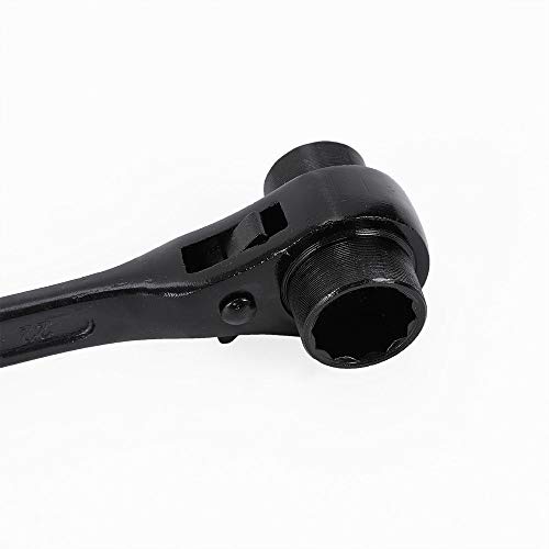WUPYI 3/4" x 7/8" Dual Socket Spud Ratchet Wrench,Ratcheting Podger Scaffold Wrench for Aligning Bolts,Black