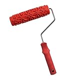 MonkeyJack 7'' Embossing Floral Texture Pattern Painting Roller Sleeve Brush Wall Ceiling Decoration DIY Tools Red - #3, as described