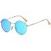 LKEYE Unisex Classic Vintage Round Mirror Lens Polarized Sunglasses LK1702 3447 Gold Frame/Blue Lens