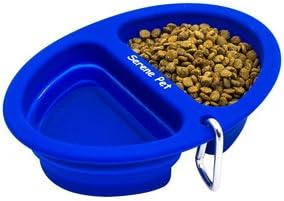 Serene Pet Collapsible Dog Bowls - 2-in-1 for Food and Water, With Carabiner, Travel Dog Bowl for Medium and Large Size Pets, Food Grade Silicone, FDA Approved, Big Cat Dish