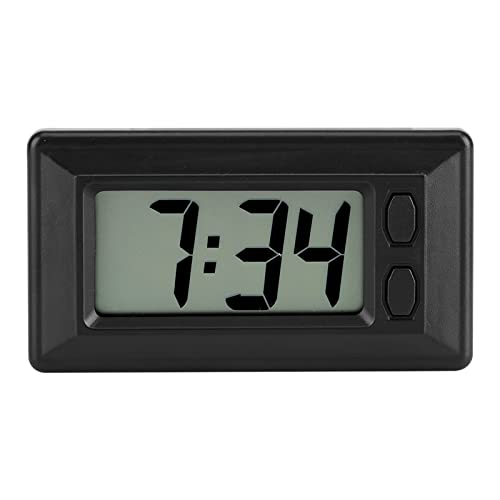 Joyzan LCD Digital Table Car Dashboard Clock, Ultra Thin Silent Electronic Clocks Battery Powered Alarm Clock Large Numbers Clear Display with Adhesive Pad for Home Desk Bedroom Office Travel