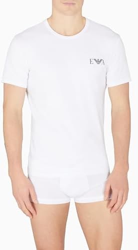Man'S Bold Monogram - Paquete de 2 Camisetas de Cuello Redondo, Color Blanco, Talla S, Ajustada, Blanco/Blanco, S