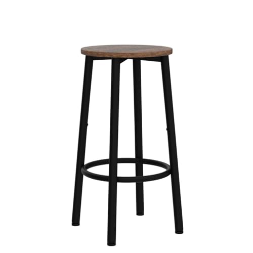 HOOBRO Round Bar Stools, Round Bar Chairs Set of 2, Kitchen High Bar Stools with Footrest, Industrial Counter Stools for Dining Room, Party, Sturdy Steel Frame, Rustic Brown EBF03BY01