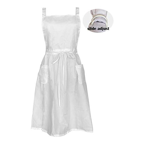 Photo 1 of Cityelf Vintage Adjustable Ruffle White Apron Maid Costume Victorian Style 50’s Dress Apron with Long Ties and Pockets No Size 