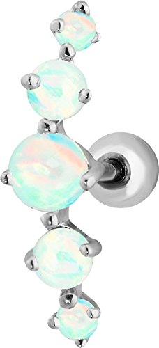 16g 5-stone simulated opal cartilage stud earring