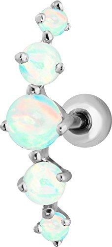 16g 5-Stone Simulated Opal Cartilage Stud Earring