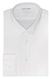 Calvin Klein Men's Stretch Xtreme Slim Fit Solid Point Collar Dress Shirt, White, 16
