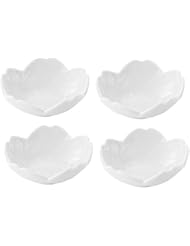 4pcs Ceramic Flower Shape Sauce Dish Seasoning Dishes Sushi Dipping Bowl Appetizer Plates Serving Dish Saucers Bowl