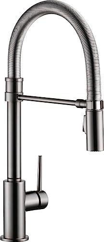 DELTA FAUCET 9659-KS-DST Trinsic Pro Kitchen Faucet with Magnatite Docking, Black Stainless