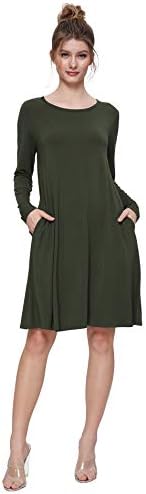 Weintee Women's T-Shirt Dress Casual Knee Length Dress with Pockets