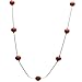 Red Bamboo Coral Beads Station Tin Cup Scatter Sterling Silver Chain Necklace (20 inches)