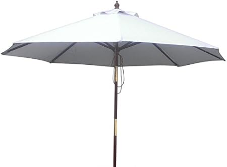 Amazon Com Patio Umbrella 9 Wooden Furniture Market Outdoor Umbrella W Pulley System Natural Color Garden Outdoor