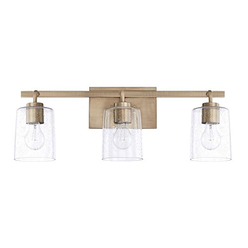 HomePlace 128531AD-449 Greyson Vanity, 3-Light 300 Total Watts, Aged Brass HomePlace 128531AD-449 Greyson Vanity, 3-Light 300 Total Watts, Aged Brass