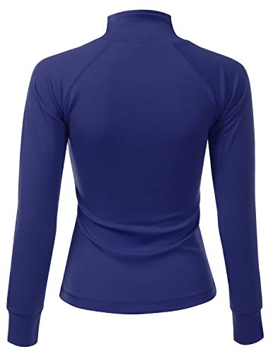 Doublju Womens Active Slim Fit Full Zip Jacket with Thumb Holes RoyalBlue 2XL