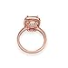 Sterling Silver Halo Solitaire Ring Rose Tone Rhodium PL Cushion Cut Simulated Morganite Clear CZ Accent, Size-7