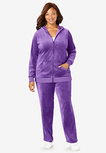 Woman Within Women's Plus Size 2-Piece Velour Hoodie Set