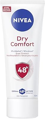 NIVEA Crema desodorante Dry Comfort antitranspirante con 48 horas de protección contra el sudor y los olores, desodorante nutritivo con fórmula Dual Protect sin alcohol etílico (75 ml)