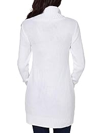 Rosa Queen Turtleneck Cable Knit Bolsillos suéter vestido mujer