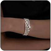 IS4U Multilayer Rhinestone Bridal Bracelet Adjustable Water Diamond Elastic Cuff Bracelet Chunky Silver Bracelet Sparkling Crystal Bangle for Women