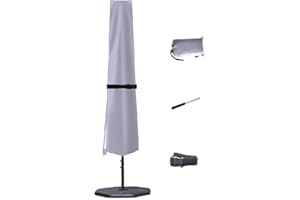 CoverFml Patio Umbrella Cover, Fit 6-9Ft Outdoor Umbrella Cover, 420D Protective Waterproof And UV-Resistant, Market Umbrella Covers, With Rod And Package bag. Grey-S.