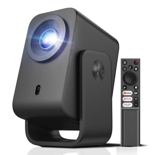 C1 Smart Mini Beamer, Integriertes Offizielles Google TV/Netflix/APV, Projektor 4K 1080p, Autofokus & 6D Keystone, Dolby 8W, WLAN, Bluetooth, 285° Drehbar für Handy, Heimkino, Deckenprojektion