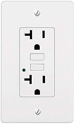 Teklectric - GFCI Receptacle 20A 125V + Free Wall Plate - GFCI Outlet 20 AMP 125 VOLT Wall Plate Included (1) (20A GFCI)