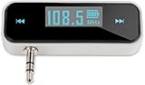 Kocaso Mini Universal Wireless FM Radio Transmitter (3.5mm Jack for Phone, MP3 Player, Universal Aux Port Devices, Radio Station Transmitting, USB, Digital Display) - Silver/Black