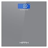 Hippih 400lb / 180kg Electronic Bathroom Scale with Tempered Right Angle Glass Balance Platform and Advanced Step-On Technology, Digital Weight Scale has Large Easy Read Backlit LCD Display D-013