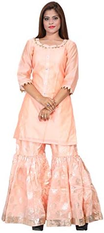 The B Boutique Ethnic Wear Peach Shaded Sharara and Kurti Set For Women AJ-38