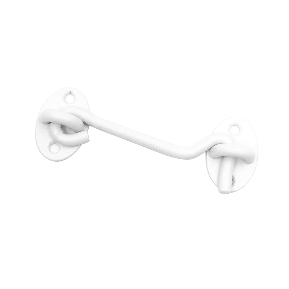 Shiwaki Windproof hook, Window hook, 4 inches Solid Thicken Barn Door Latch, Best for Sliding Door, Bathroom, Window (White)
