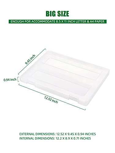 Denkee 4 Pack A4 Paper Organizer Box, Plastic Scrapbook Paper Organizer Containers for Craft and Arts Storage, Portable Board Game Storage for Art Supplies 8.5