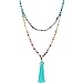 SUNYIK 7 Chakra Matte Agate Bracelet,Wrapped Stone Necklace,Tibetan Buddhist Prayer Beads,with Tassel