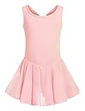 Arshiner Kid Girls Hollow Back Ballet Leotard with Skirt Sleeveless Dance Dresses