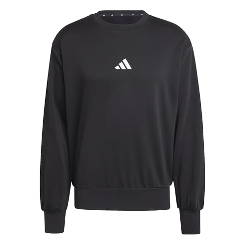 adidas Herren Essentials FEELCOZY Fleece Sweatshirt, Black/White, XS