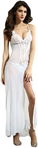 Holy White Women's Home Wear Bride's Sleepwear Gown Sexy Negligees Long Dress (XL, White)
