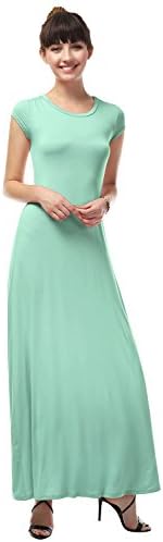 LA BASIC Women's Round Neck Rayon Jersey Maxi Dress (S-3XL/13 Colors)