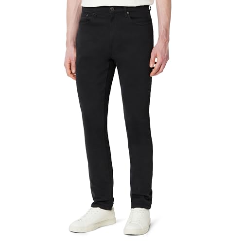 Amazon Essentials Men's Slim Fit Garment Dyed Five Pocket Pants, Black, 38W x 32L