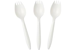 Yoaier 5.5" Eco Friendly Disposable Sporks Heavy Duty Upgraded Heat Resistant & BPA Free, Solid and Durable Plastic Cutlery, 