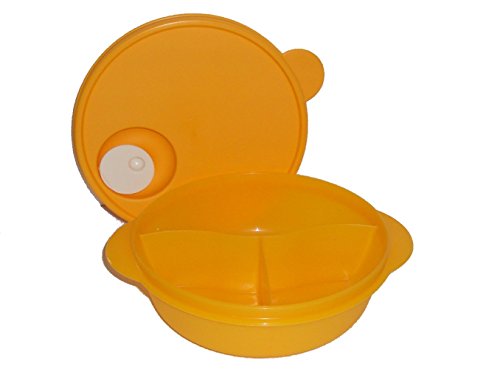 Tupperware CrystalWave Microwave Lunch N Dish Divided Bowl Goldenberry Orange