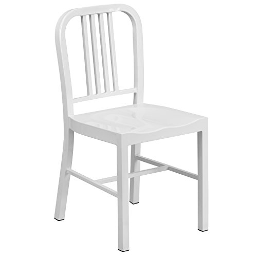 Flash Furniture Metal Indoor/Outdoor Chair, Size, White