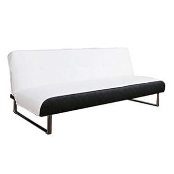 ECHTWERK EW-SC-0731-1-S-F Schlafsofa Spring, Kunstleder, 193 x 113 x 19 cm, weiß/schwarz