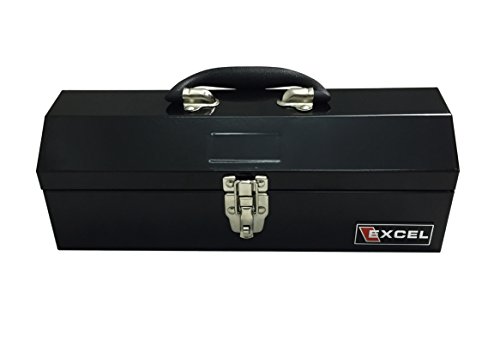 Excel TB109-Black 14-Inch Portable Steel Tool Box, Black