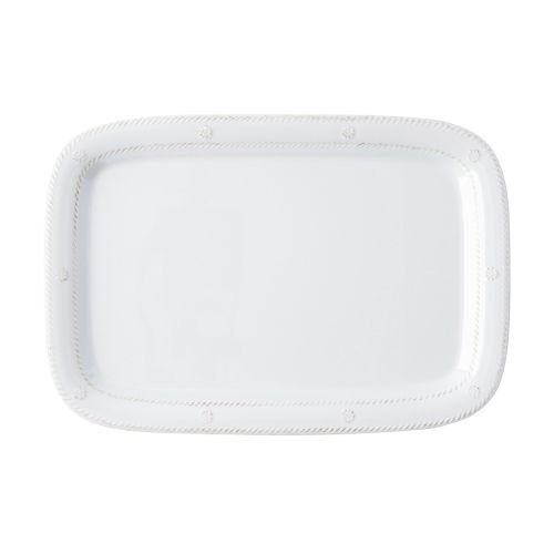 JuliskaBerry & Thread Melamine Tray 16 in. - Whitewash, Melamine Serving Tray - Unbreakable, White Melamine, Decorative Embossed Melamine Tray