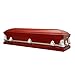 Titan Casket Orion Panel Collection (Red, Flag at Rest) Handcrafted Funeral Casket - Red with White Crepe Interior & 'Flag at Rest' Head Panel