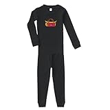 Purse Pink Brown Cotton Long Sleeve Crewneck Unisex Infant Sleepwear Pajama 2 Pcs Set Top and Pant - Black, 24 Months