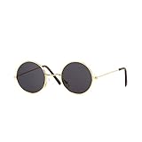 Circular Gold Frame Black Lens Sunglasses