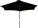 Kingfisher 2.4m Wooden Garden Parasol Black Polyester Canopy Hardwood Pole view 1