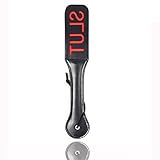 Demarkt Word SLUT Black Double Layer Hand Spanking Paddle Leather Sexual Paddles Sex Toys for Couples